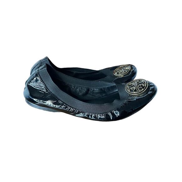 Tory Burch Caroline Women's Black Patent Leather Slip On Ballet Flats Size 7M - Picture 4 of 9